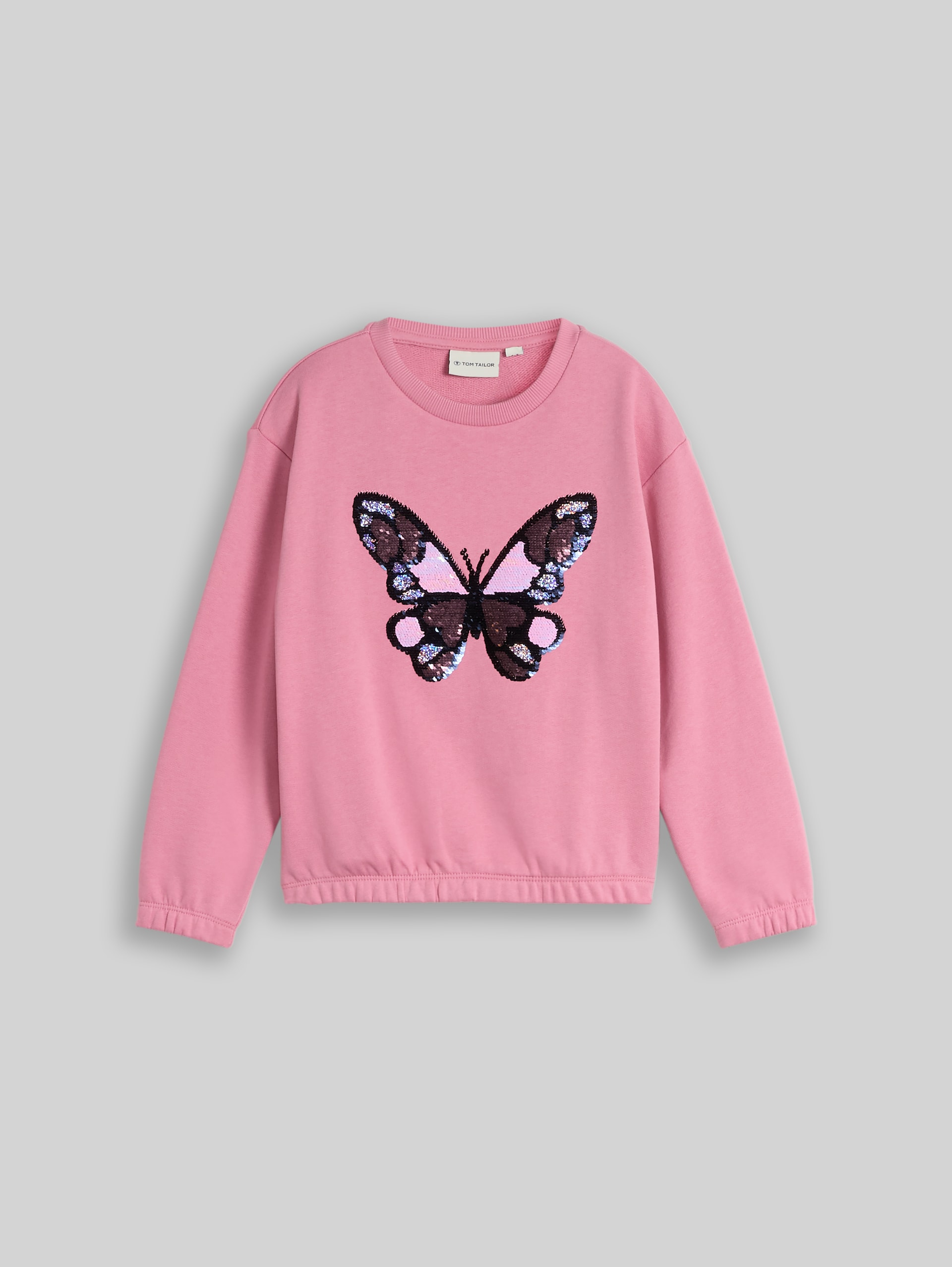 Cropped Sweatshirt mit Wendepailletten - smooth rose - Vorder-Produkt-Ansicht