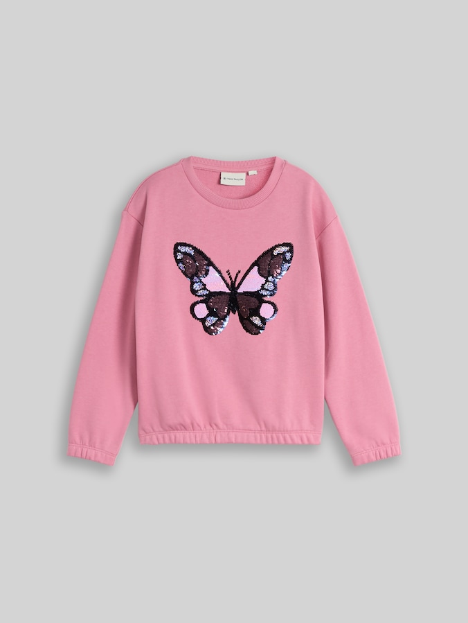 Cropped Sweatshirt mit Wendepailletten von Mini Girls, smooth rose