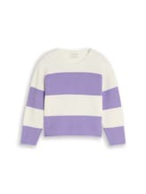 Geselecteerd, Cropped gebreide trui met streepjesmotief door Tom Tailor, paars
