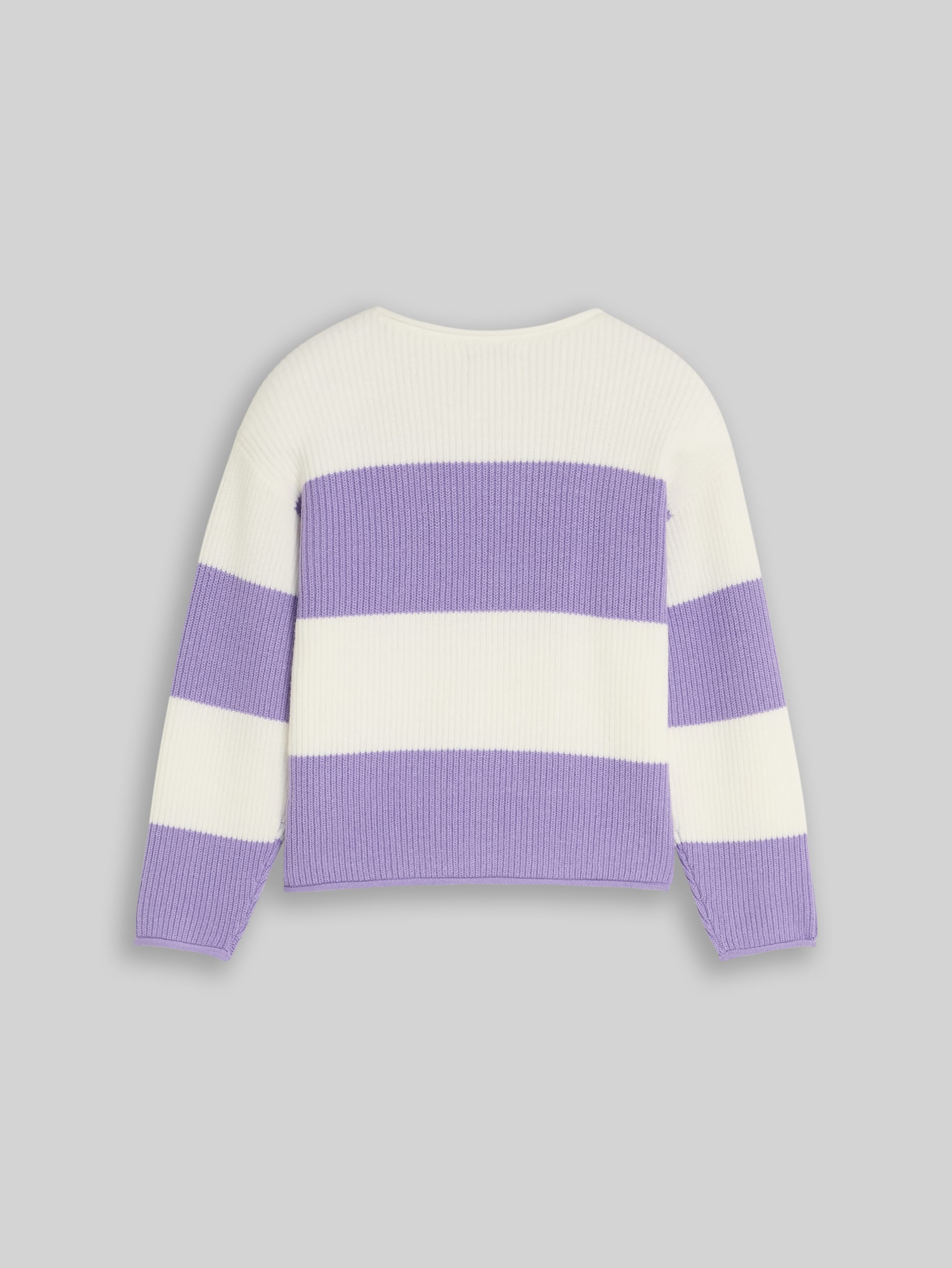 Cropped gebreide trui met streepjesmotief - purple white block stripe
