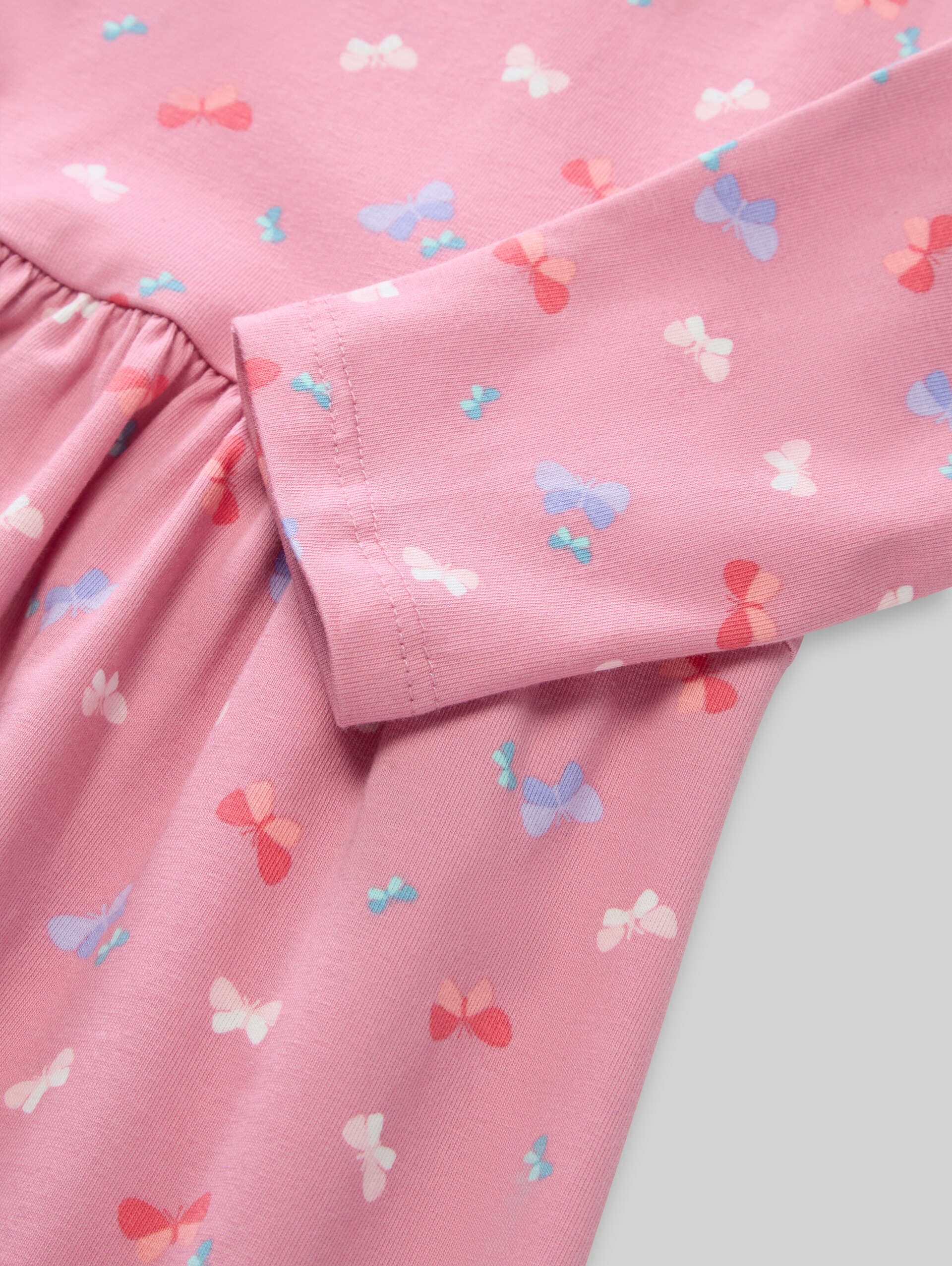 Mini-Kleid mit Muster - pink mini butterfly design - Detail-Model-Ansicht