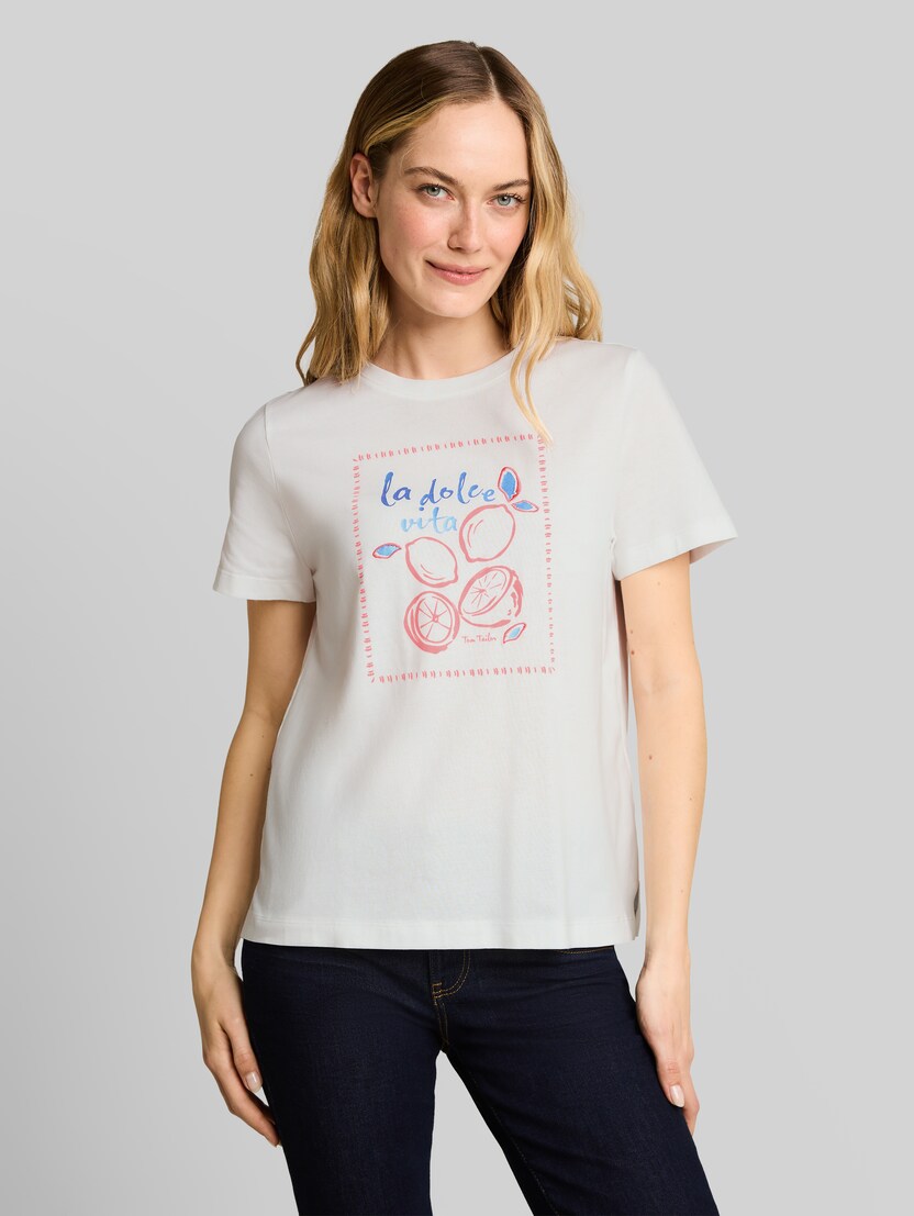 Printed T-shirt by Women, Whisper White