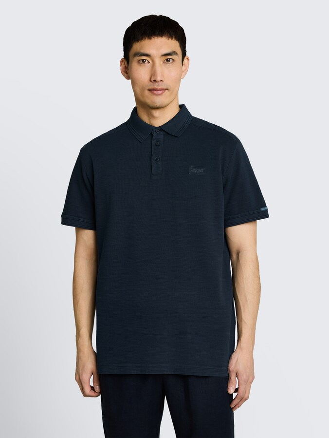 Piqué Poloshirt mit Logo-Badge von Men, sky captain blue