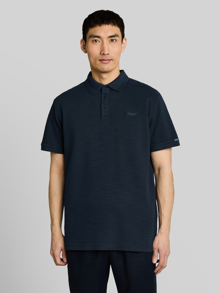 Piqué poloshirt met logobadge door Men, sky captain blue