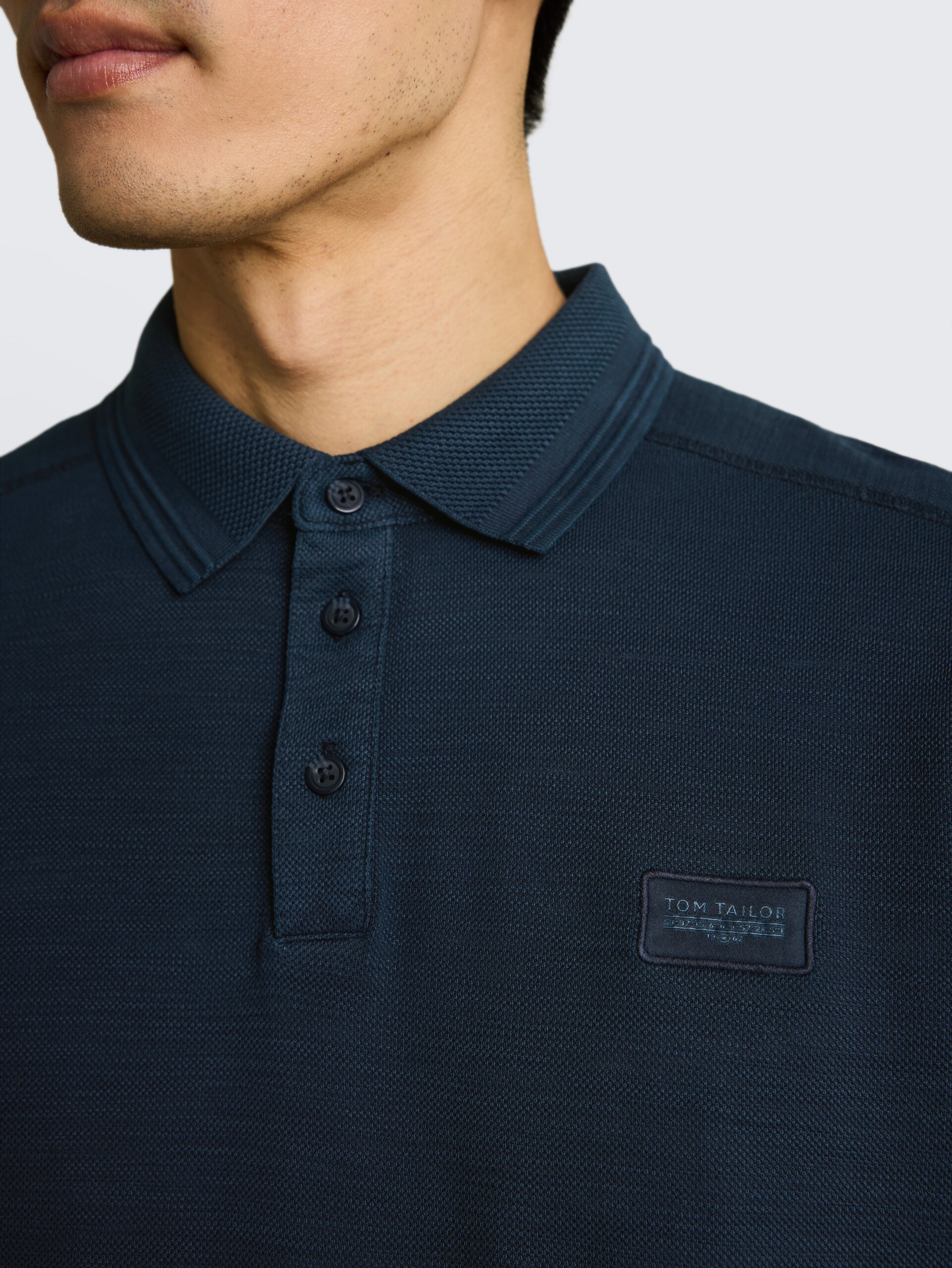 Piqué poloshirt met logo-badge - sky captain blue