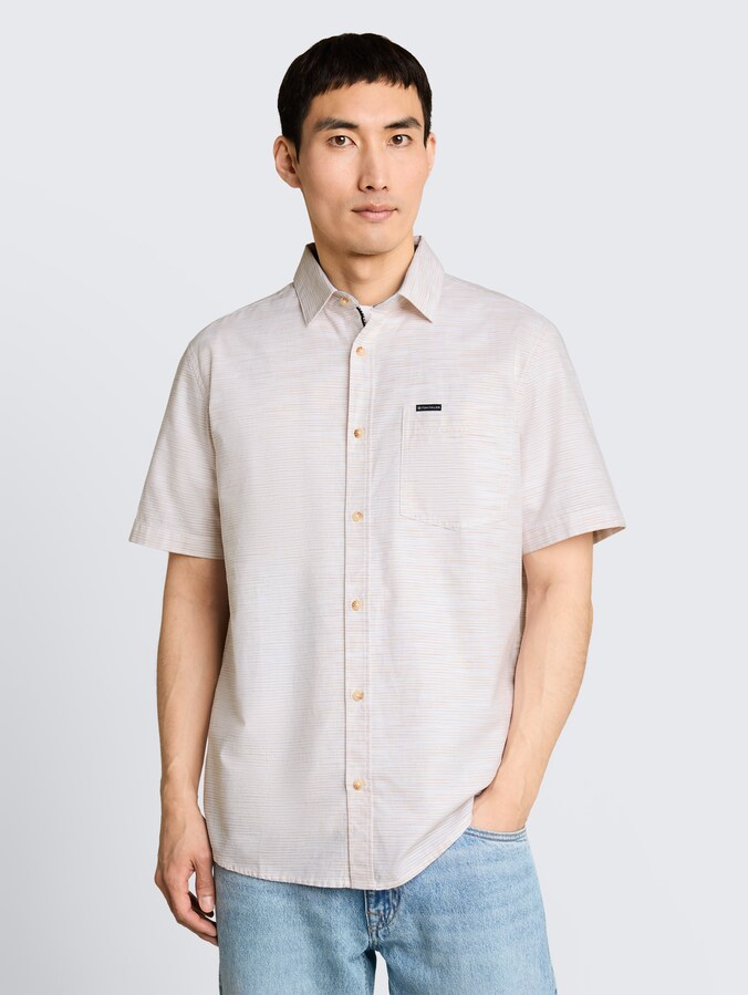Regular Fit Kurzarmhemd aus Baumwolle von Men, beige irregular structure