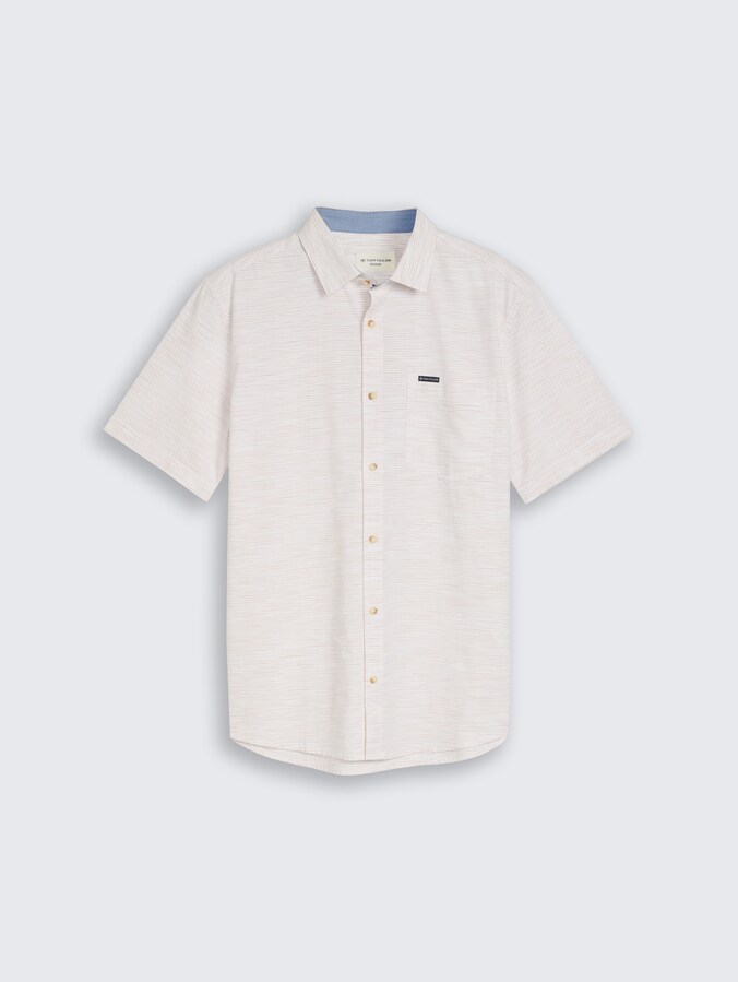 Regular Fit Kurzarmhemd aus Baumwolle von Men, beige irregular structure