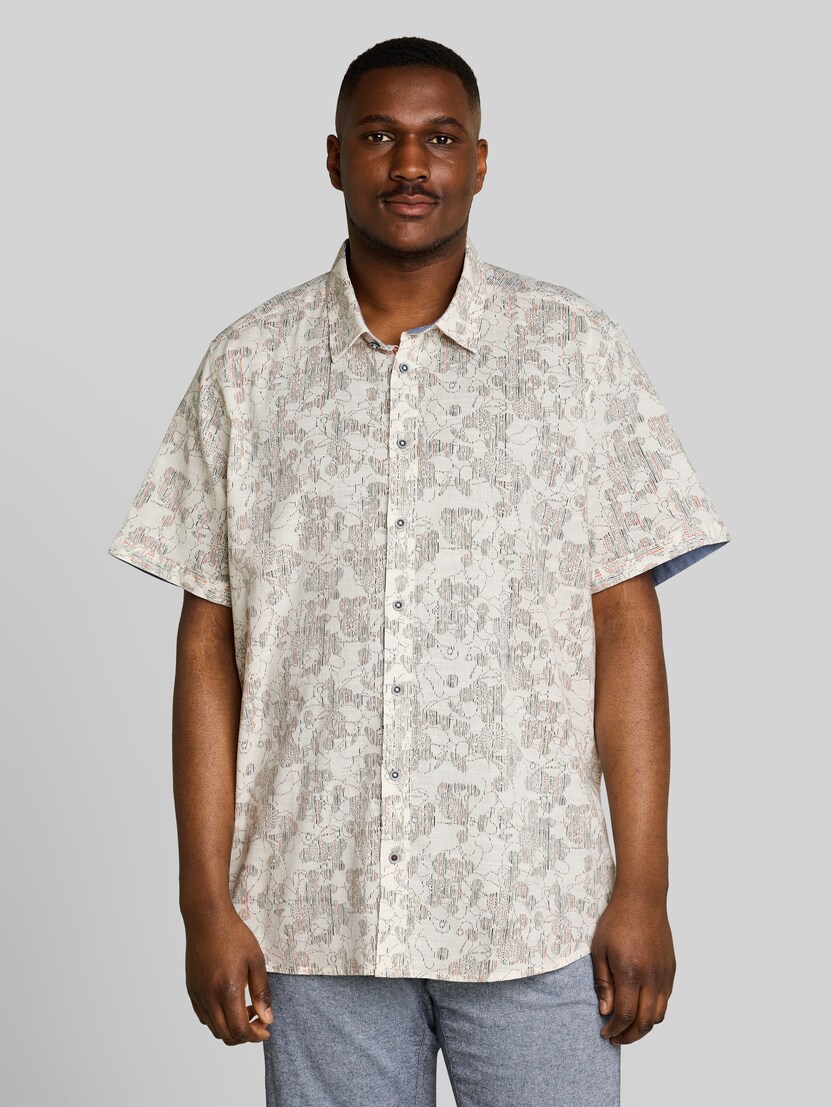 Plus Size - Kurzarmhemd mit Muster von Men Plus Size, off white irregular design