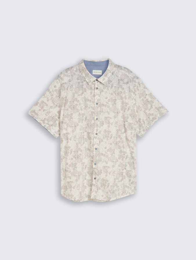 Plus Size - Kurzarmhemd mit Muster von Men Plus Size, off white irregular design