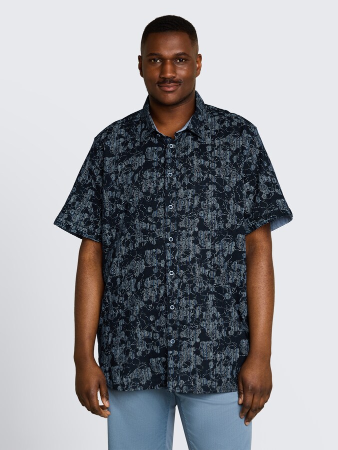 Plus Size - Kurzarmhemd mit Muster von Men Plus Size, navy irregular design