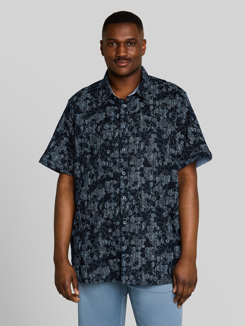 Plus Size - Kurzarmhemd mit Muster von Men Plus Size, navy irregular design