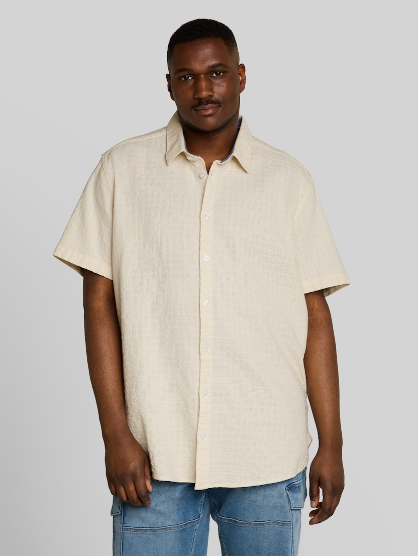 Plus Size - Kurzarmhemd aus Baumwolle von Men Plus Size, Gardenia White