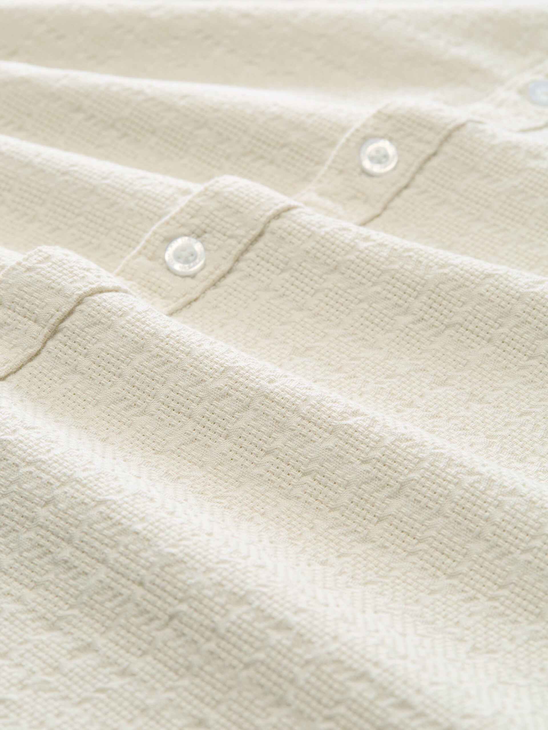 Plus Size - Korte mouwen overhemd van katoen - Gardenia White - Materiaalweergave