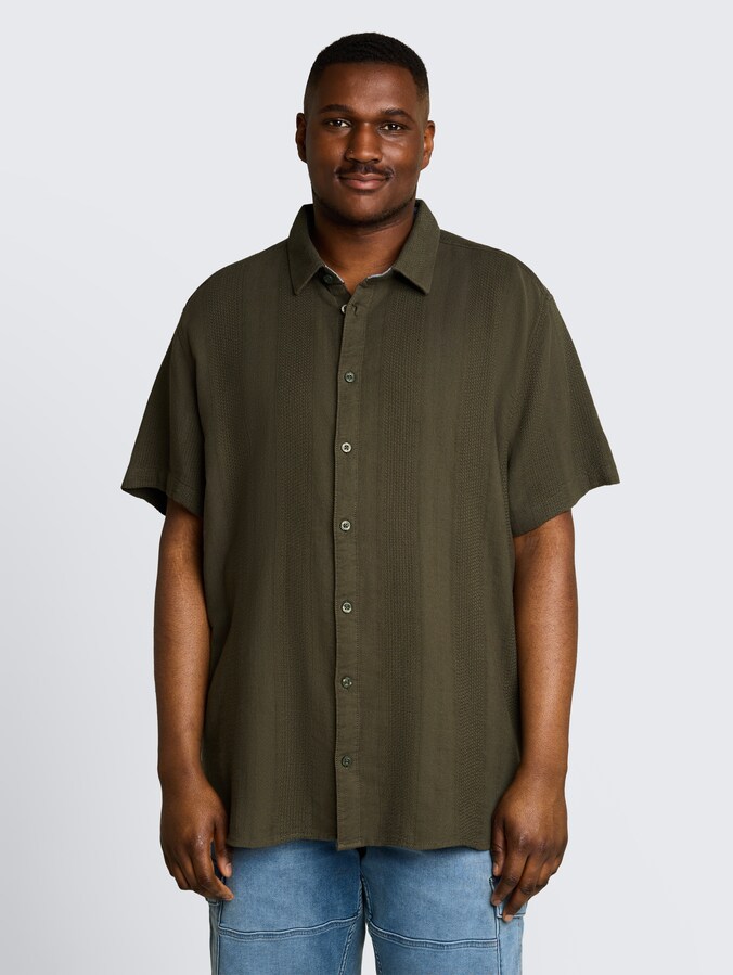 Plus Size - Kurzarmhemd aus Baumwolle von Men Plus Size, deep leaf green