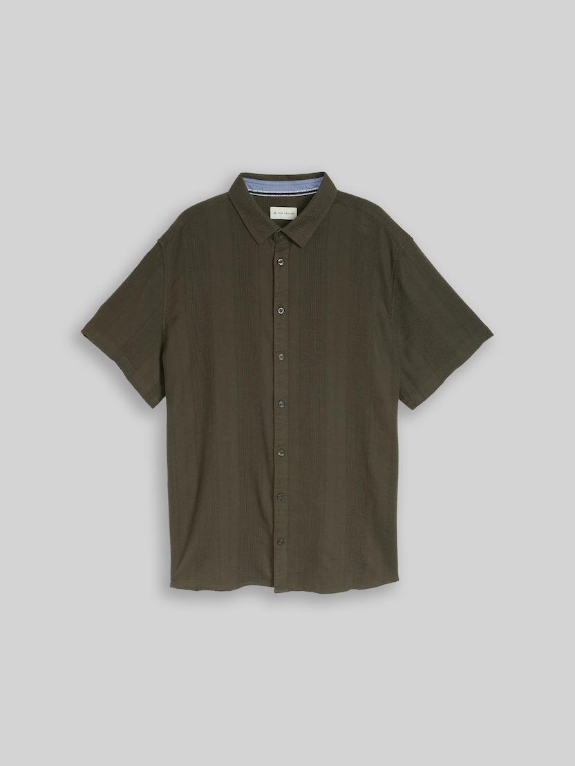 Plus Size - Short-sleeved cotton shirt by Men Plus Size, deep leaf green