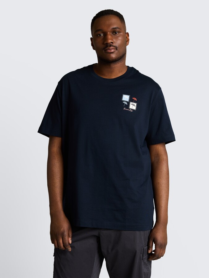 Plus Size - T-Shirt mit Print von Men Plus Size, sky captain blue