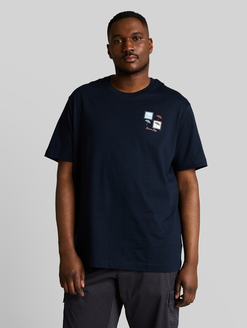 Plus Size - T-Shirt mit Print von Men Plus Size, sky captain blue