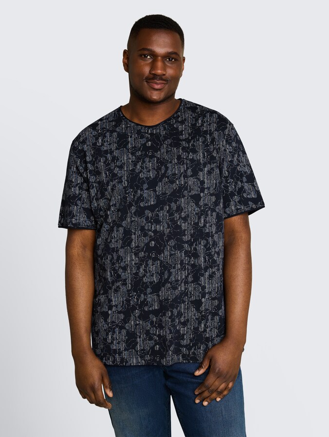 Plus Size - T-Shirt mit Allover-Print von Men Plus Size, navy irregular design