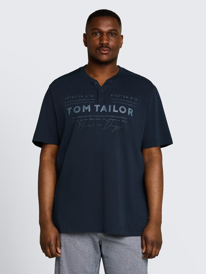Plus Size - Henley T-Shirt im Used-Look von Men Plus Size, sky captain blue