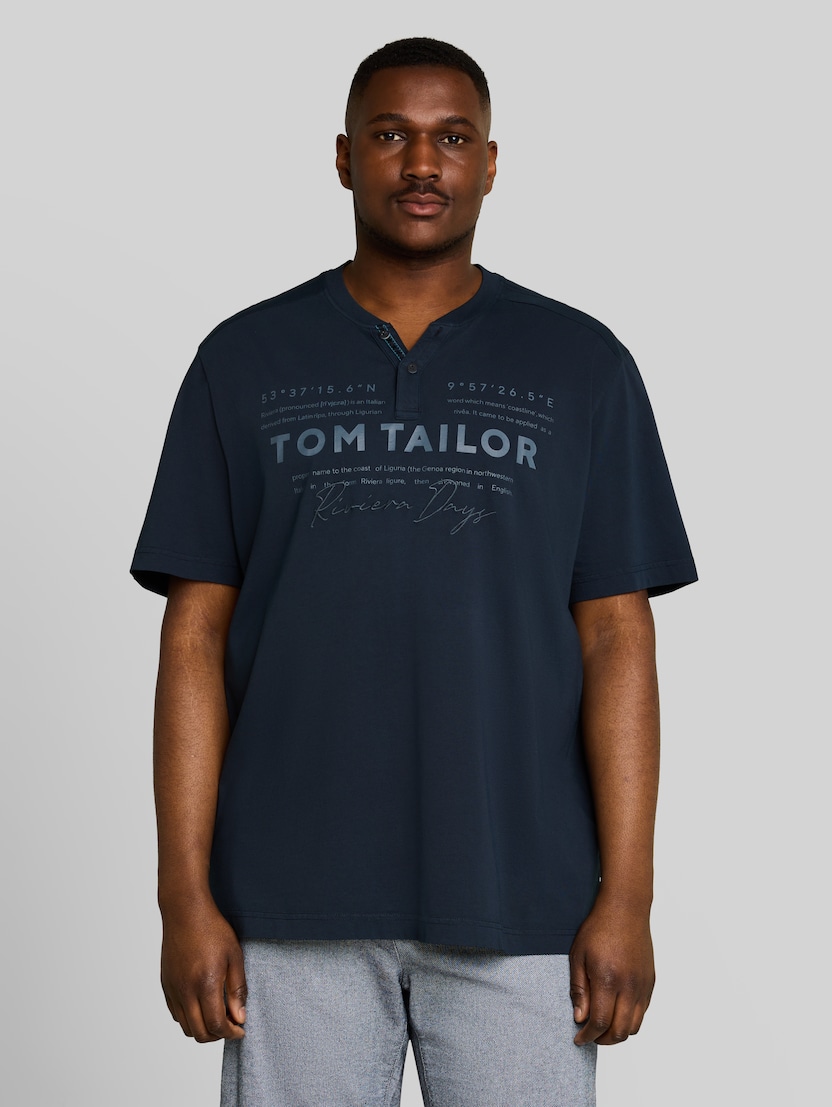 Plus Size - Henley T-Shirt im Used-Look von Men Plus Size, sky captain blue