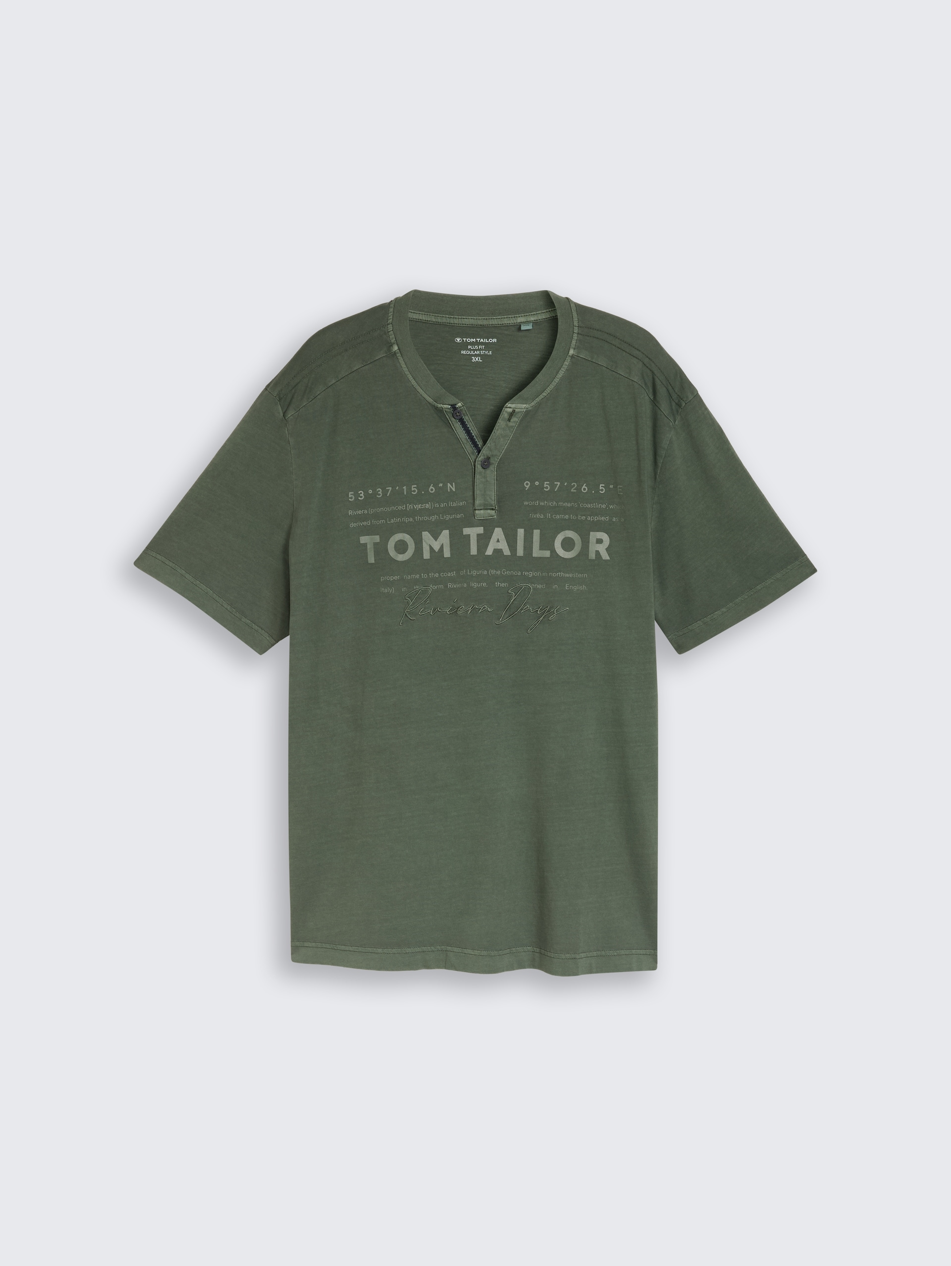 Plus Size - Henley T-Shirt im Used-Look - deep leaf green - Vorder-Produkt-Ansicht