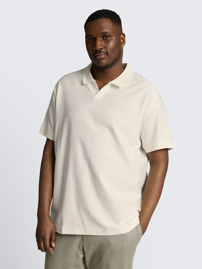 Plus Size - Poloshirt mit Ottoman-Struktur von Men Plus Size, Gardenia White