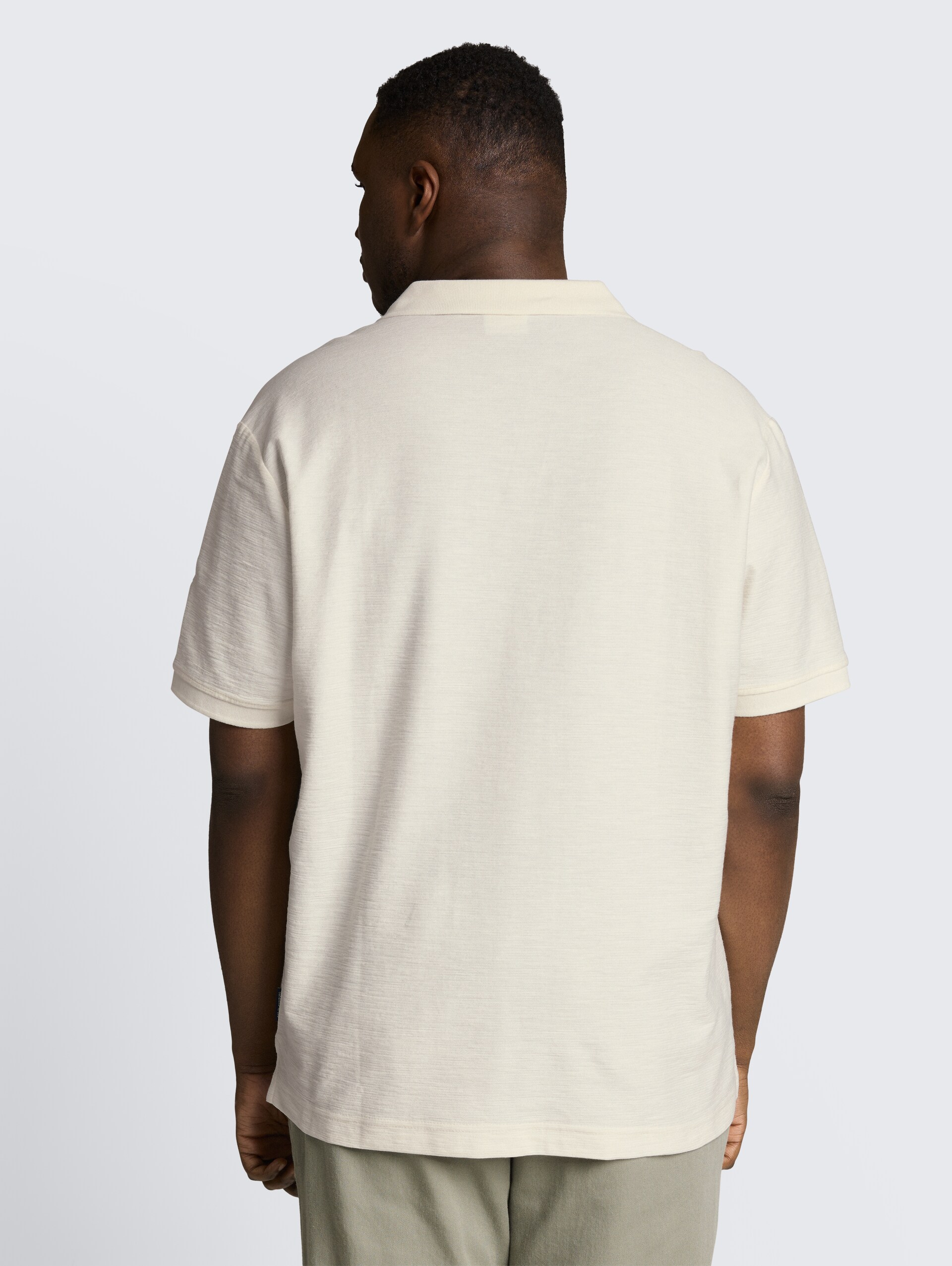Plus Size - Poloshirt met ottomanstructuur - Gardenia White