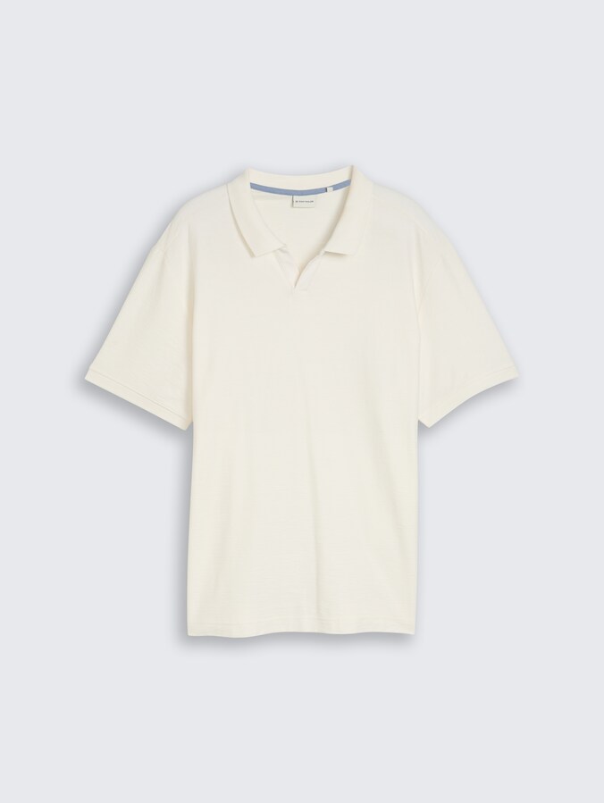 Plus Size - Poloshirt mit Ottoman-Struktur von Men Plus Size, Gardenia White