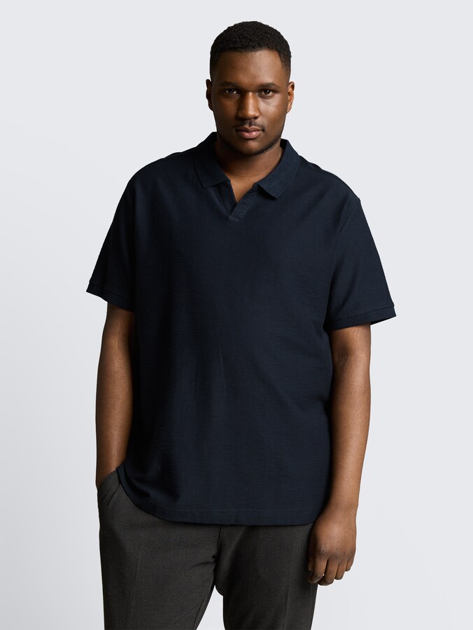 Plus Size - Poloshirt mit Ottoman-Struktur von Men Plus Size, sky captain blue