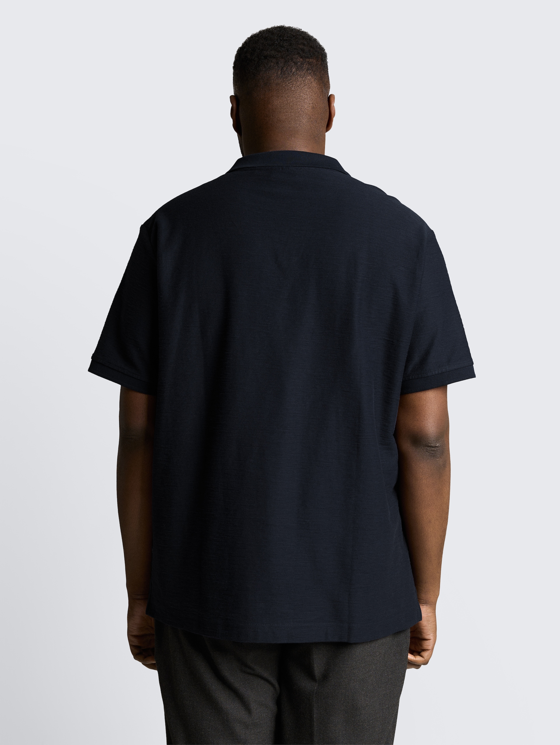Plus Size - Polo Shirt with Ottoman Texture - sky captain blue
