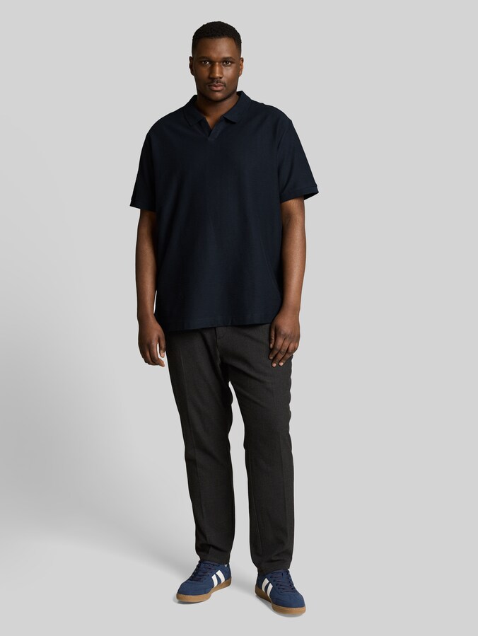 Plus Size - Poloshirt met ottomanstructuur door Men Plus Size, sky captain blue