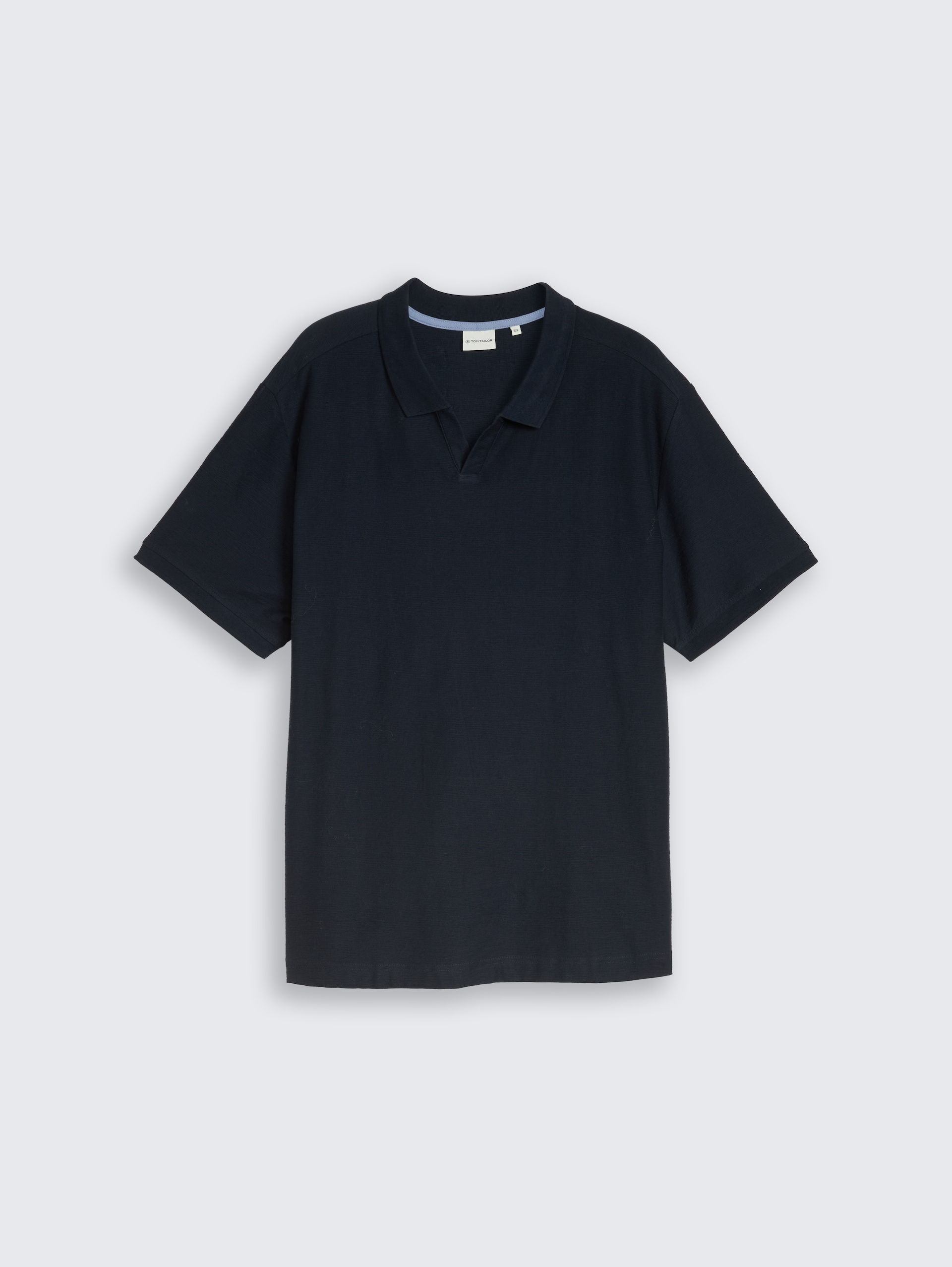 Plus Size - Polo Shirt with Ottoman Texture - sky captain blue