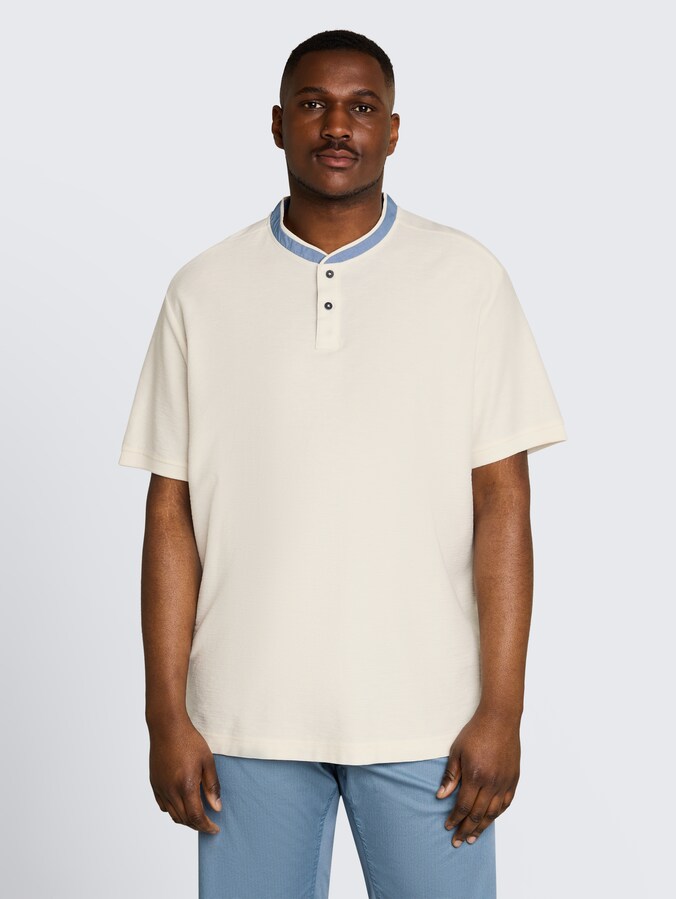 Plus Size - Poloshirt mit Stehkragen von Men Plus Size, Gardenia White