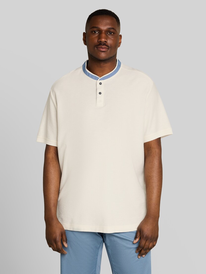 Plus Size - Poloshirt mit Stehkragen von Men Plus Size, Gardenia White