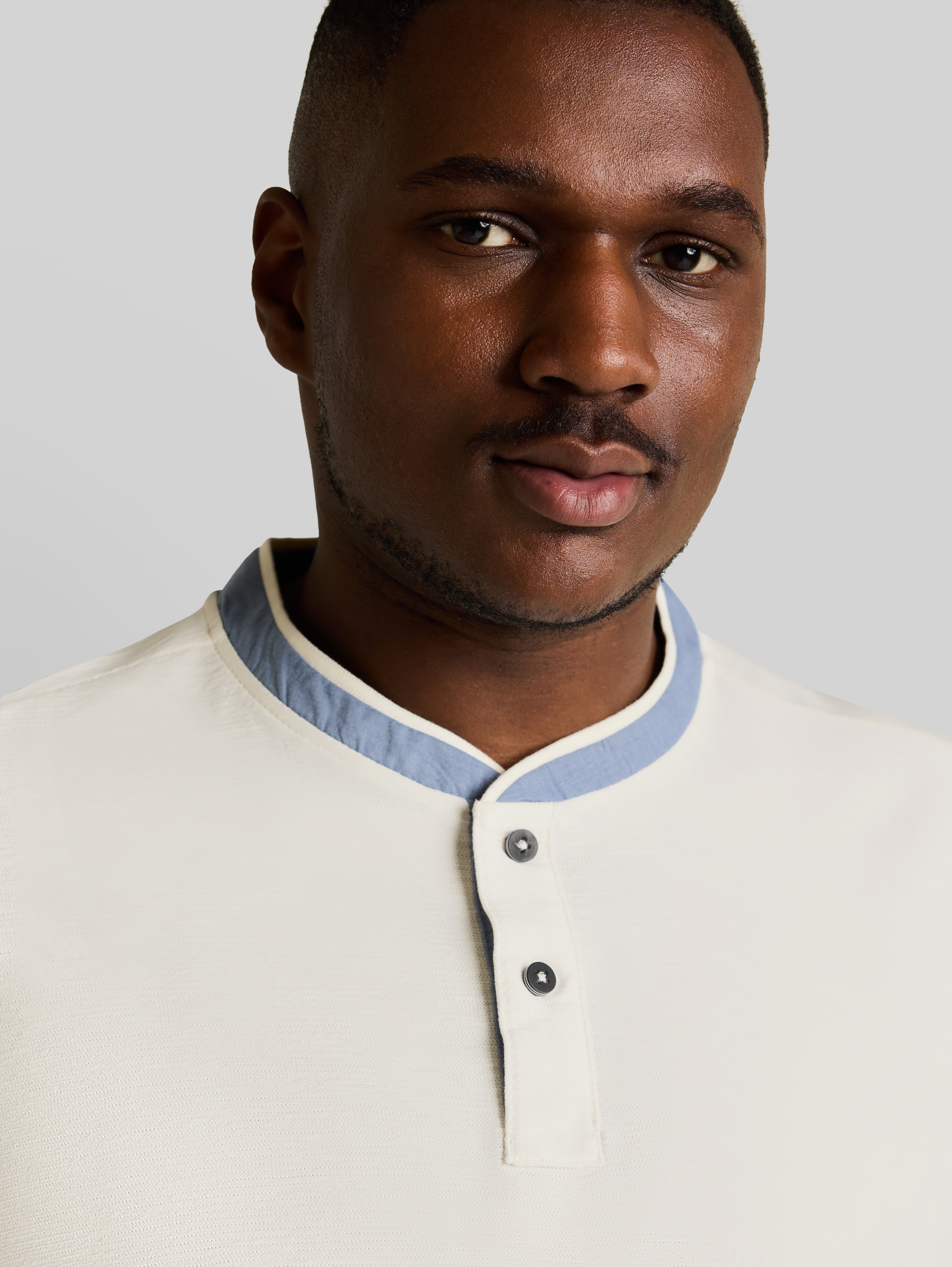Plus Size - Polo shirt with stand-up collar in brown by Tom Tailor