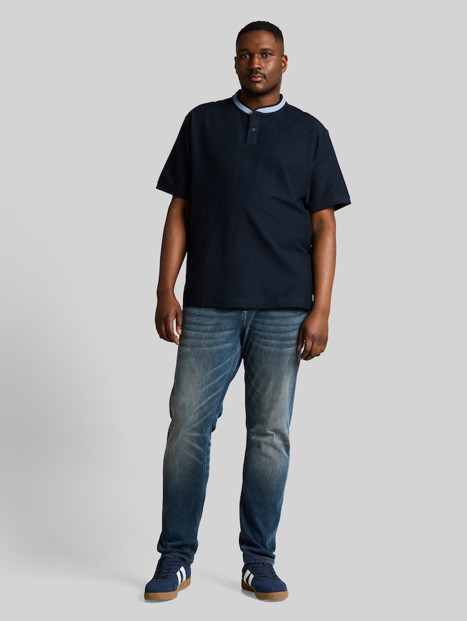 Plus Size - Poloshirt mit Stehkragen von Men Plus Size, sky captain blue