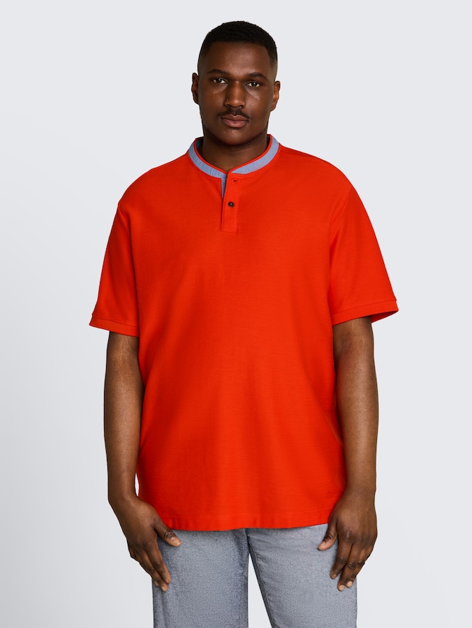 Plus Size - Poloshirt mit Stehkragen von Men Plus Size, orange red