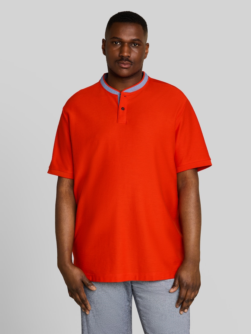Plus Size - Poloshirt mit Stehkragen von Men Plus Size, orange red