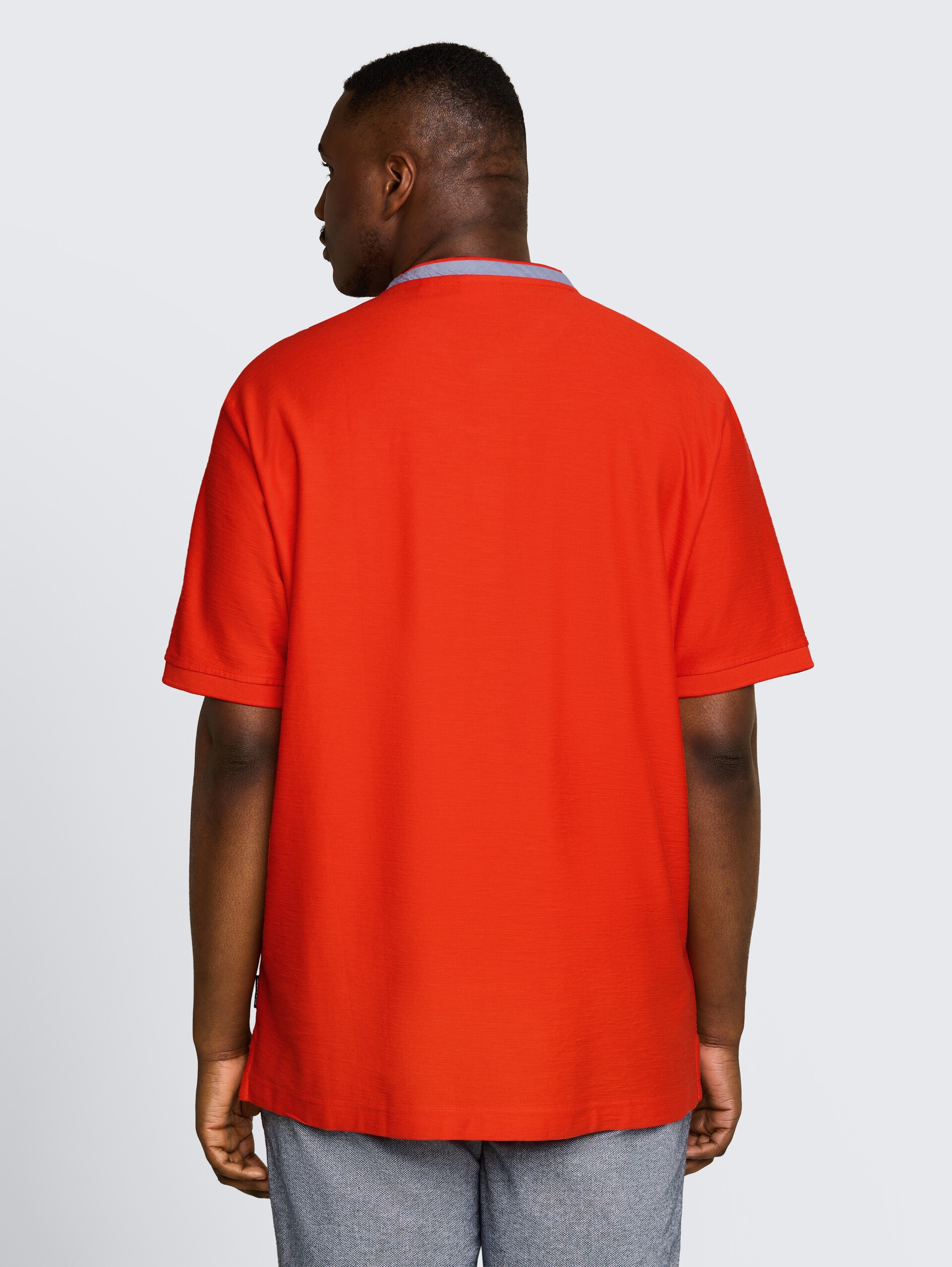 Plus Size - Poloshirt mit Stehkragen - orange red