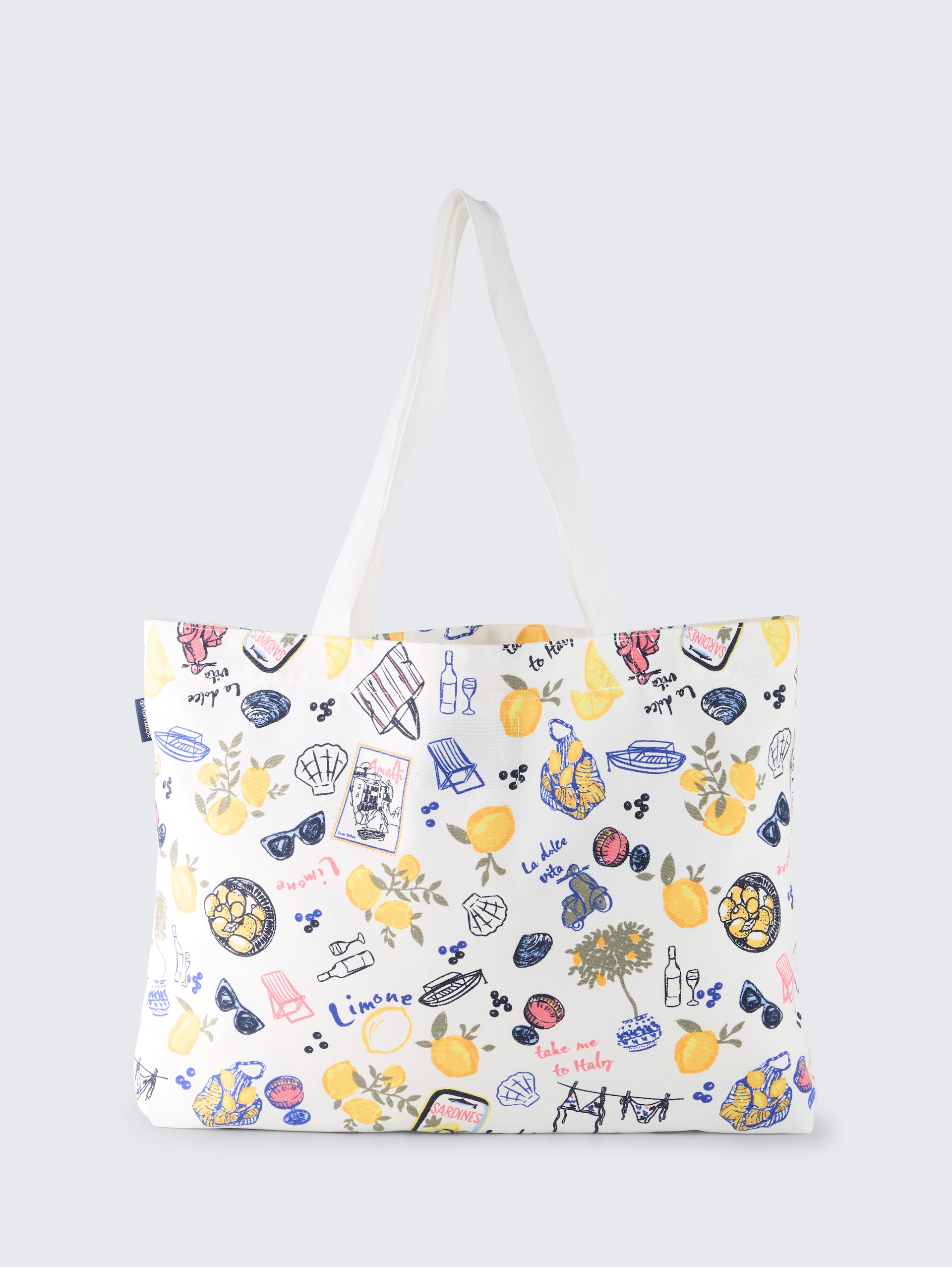 Strandtas van canvas - summerly lemon print