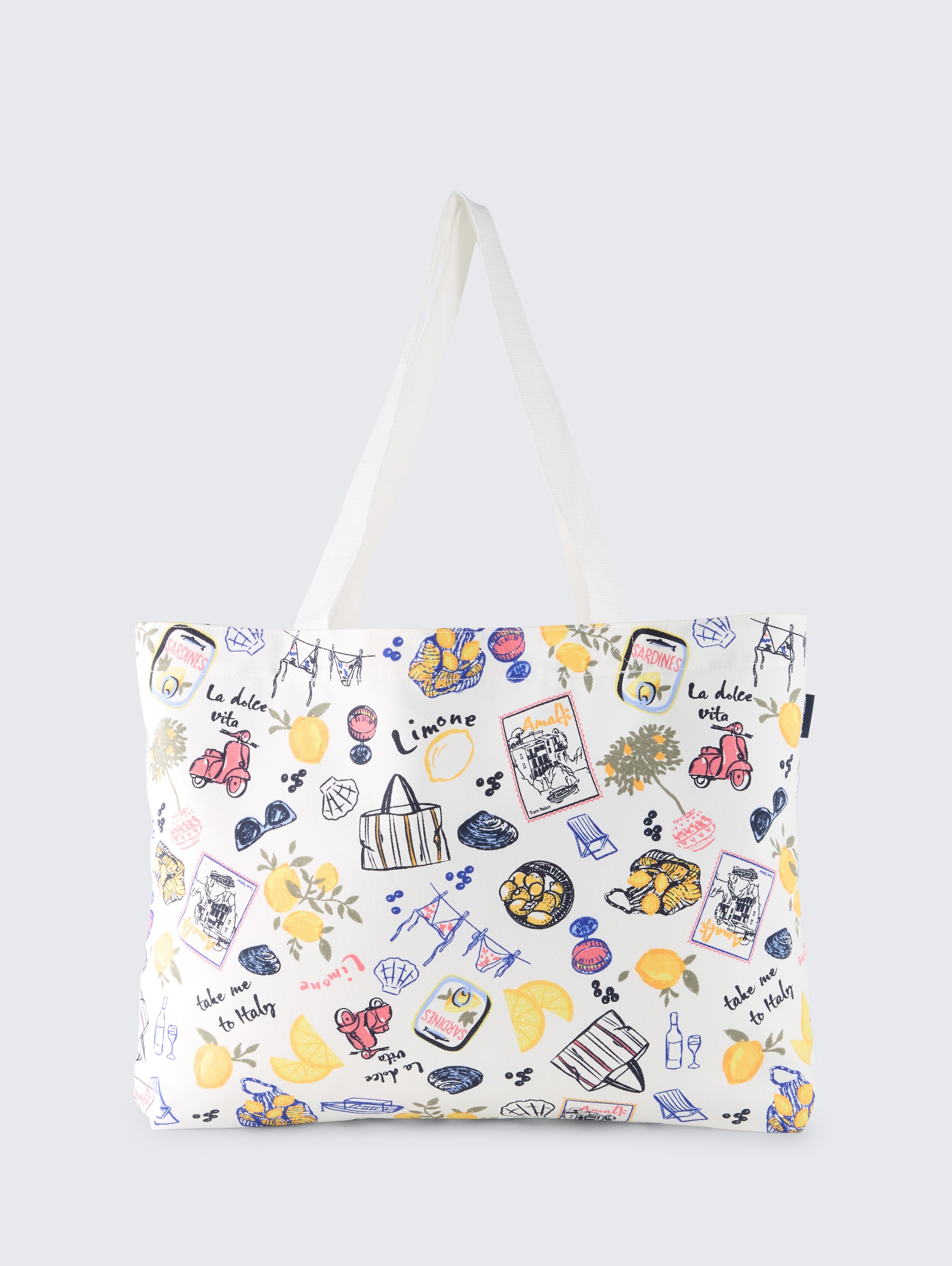 Strandtas van canvas - summerly lemon print - Product vooraanzicht