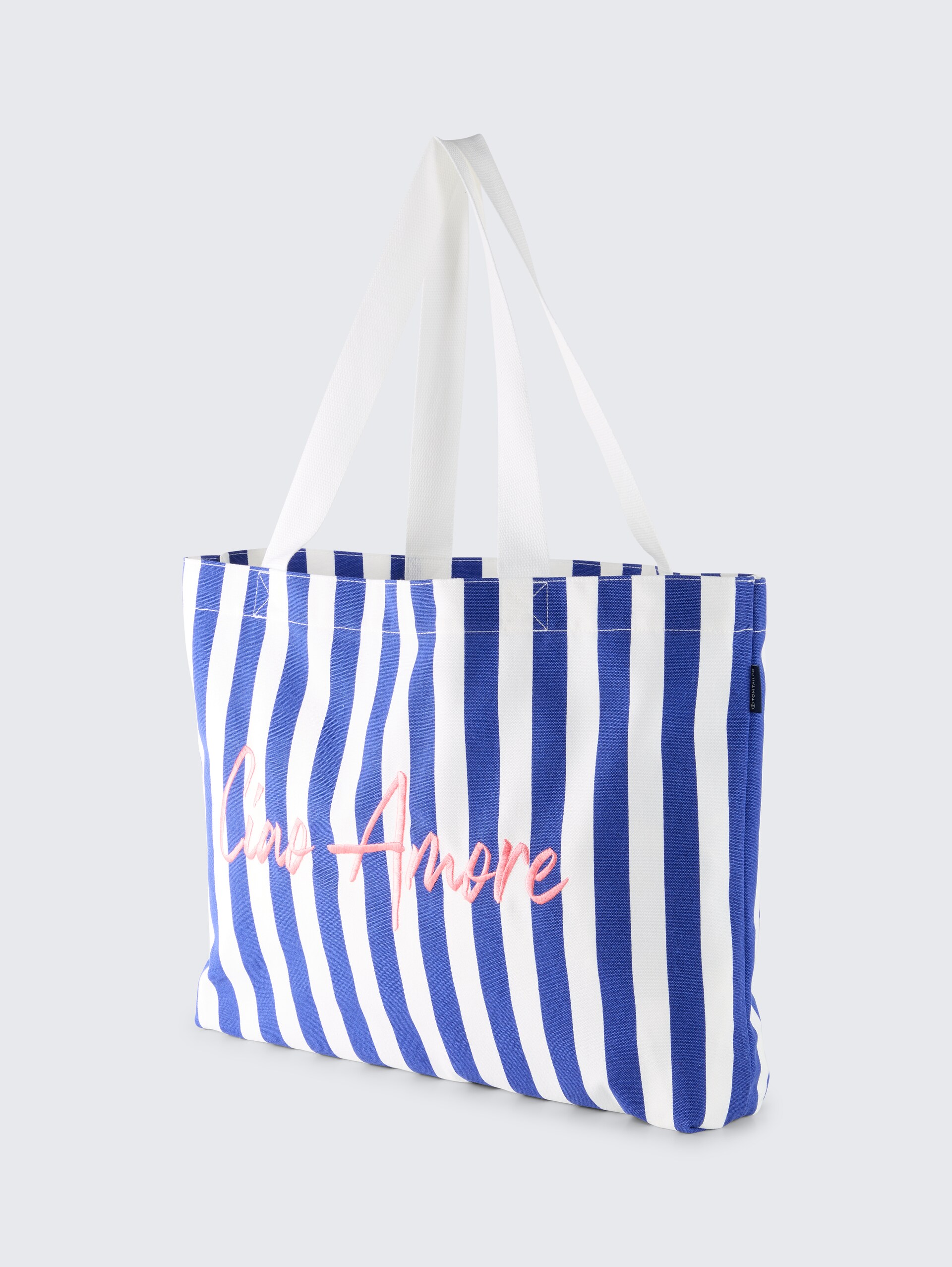 Strandtas van canvas - blue offwhite stripe
