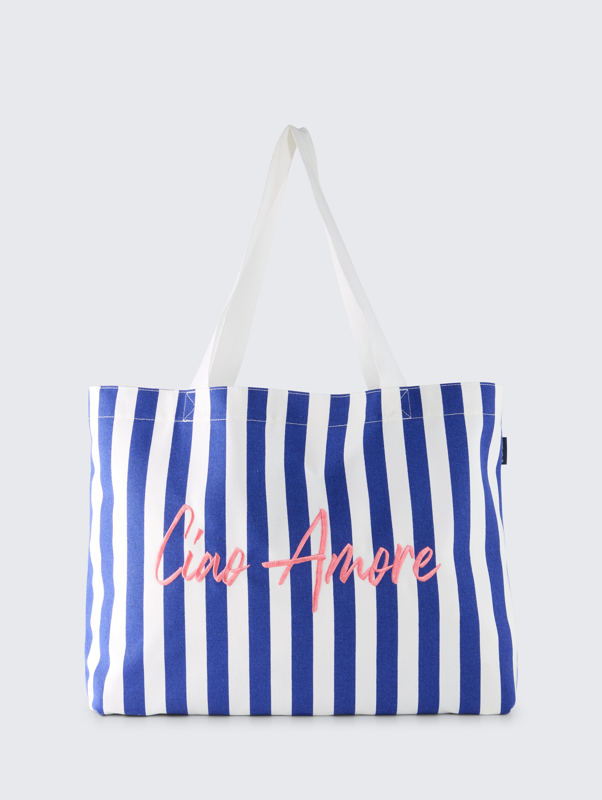 Strandtas van canvas - blue offwhite stripe - Product vooraanzicht