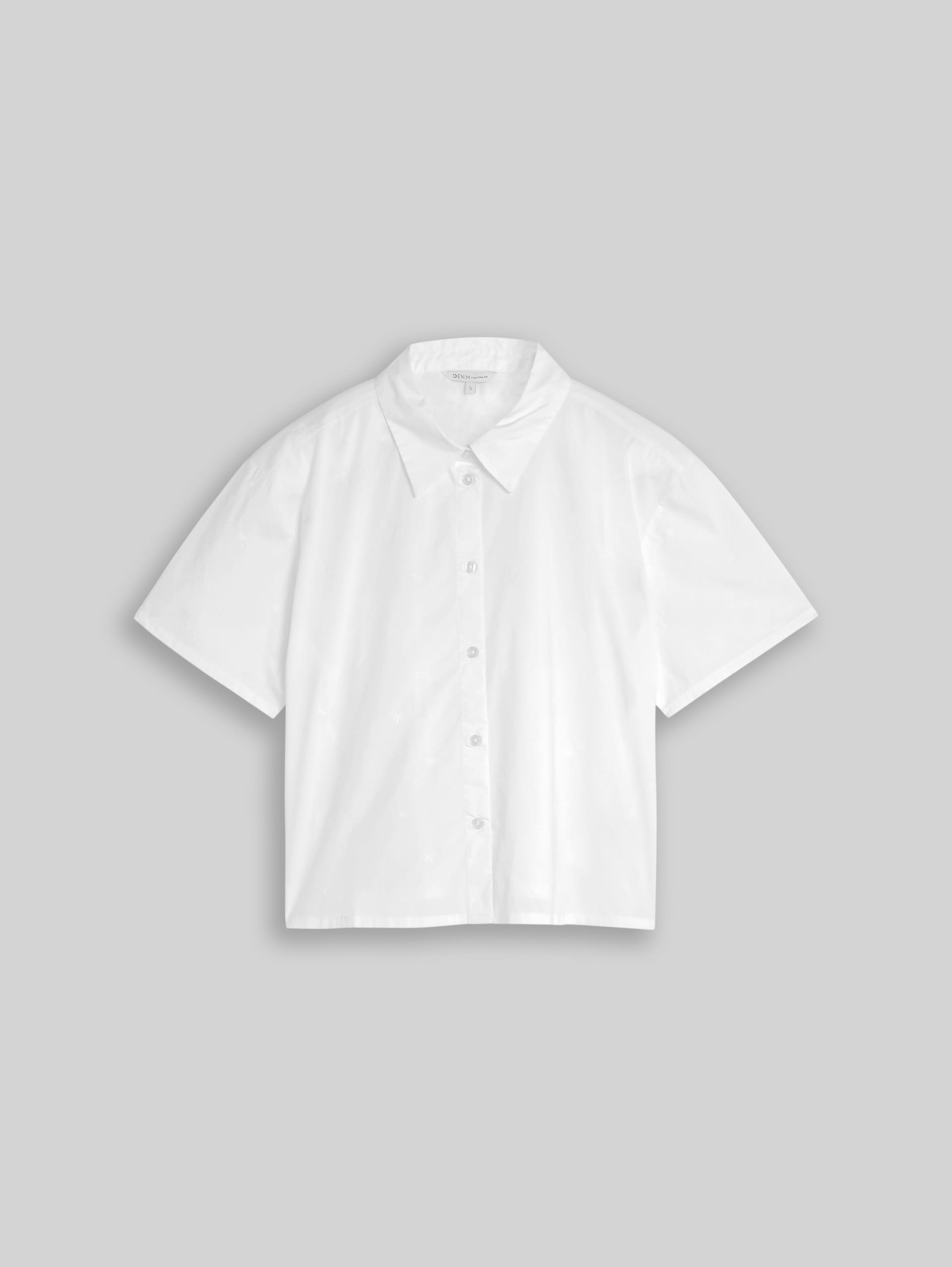 Chemisier ample à broderies - white tonal daisy embroidery - Vue de face du produit