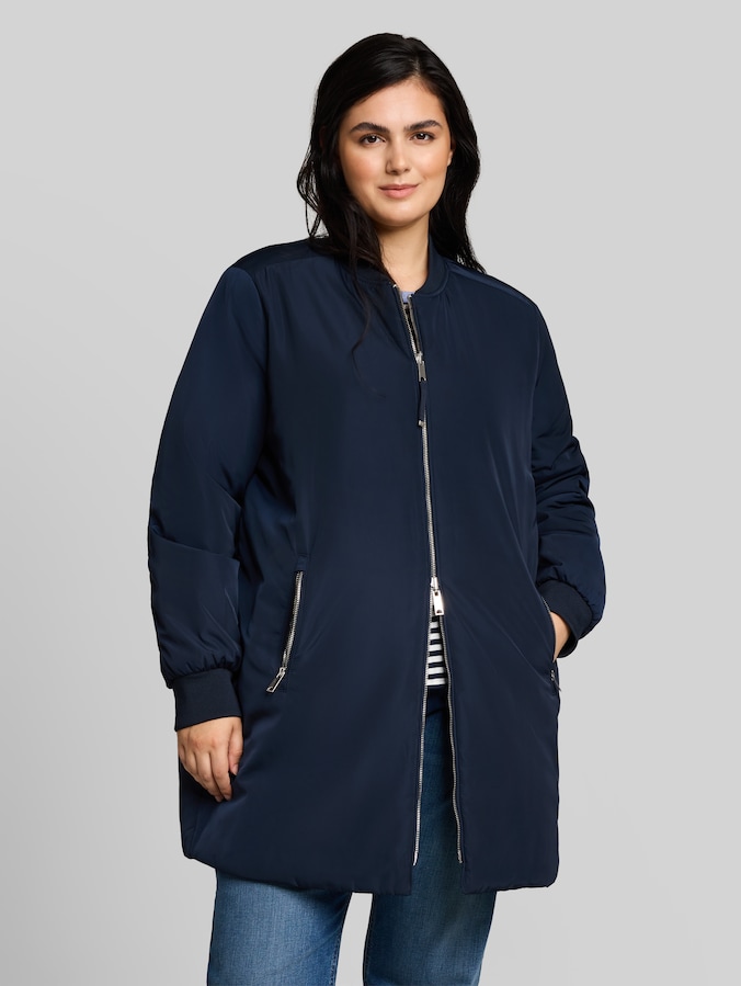 Plus Size - Veste réversible 2 en 1 avec col bomber par Women Plus Size, sky captain blue