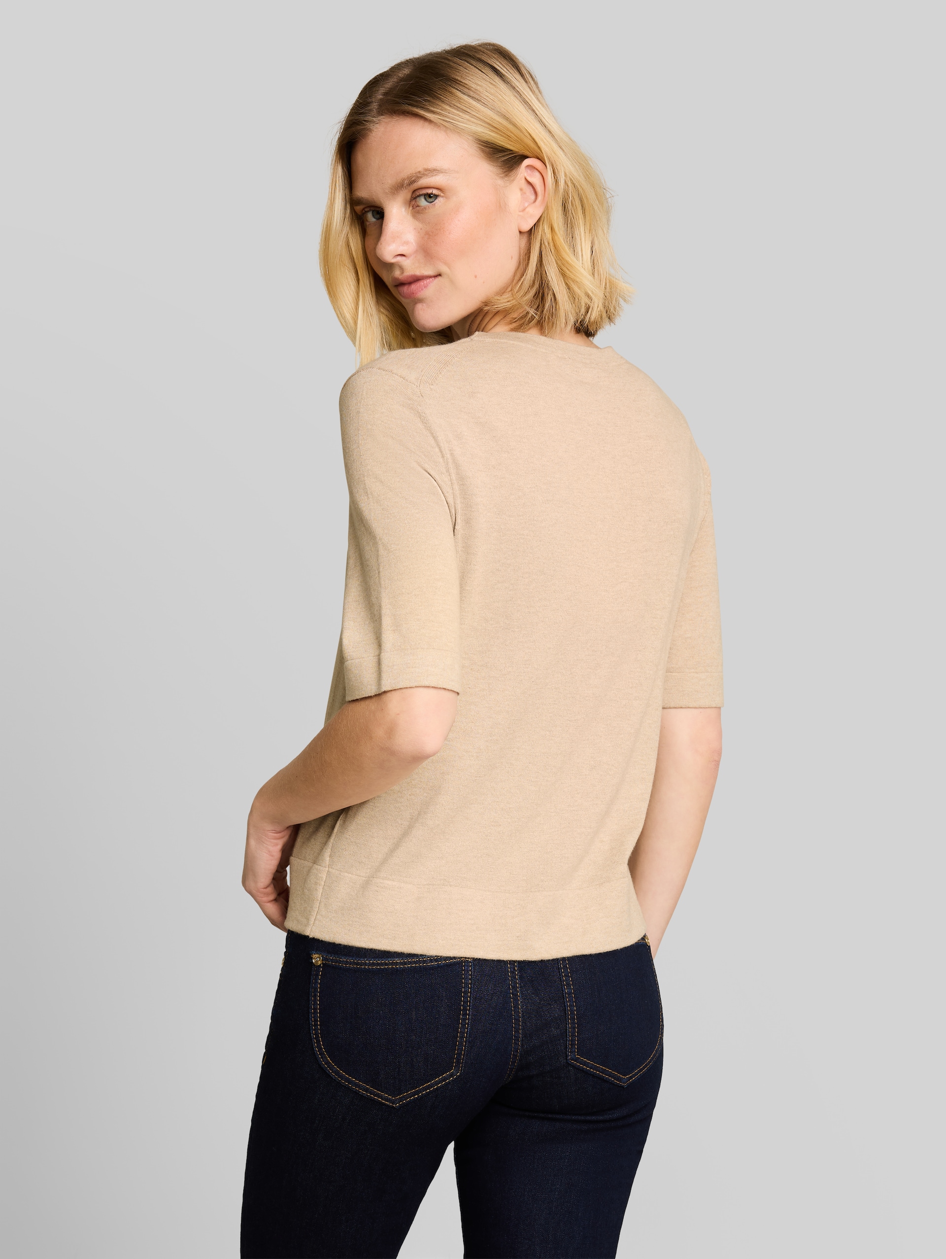 Knitted jumper with silk blend - gravel beige melange
