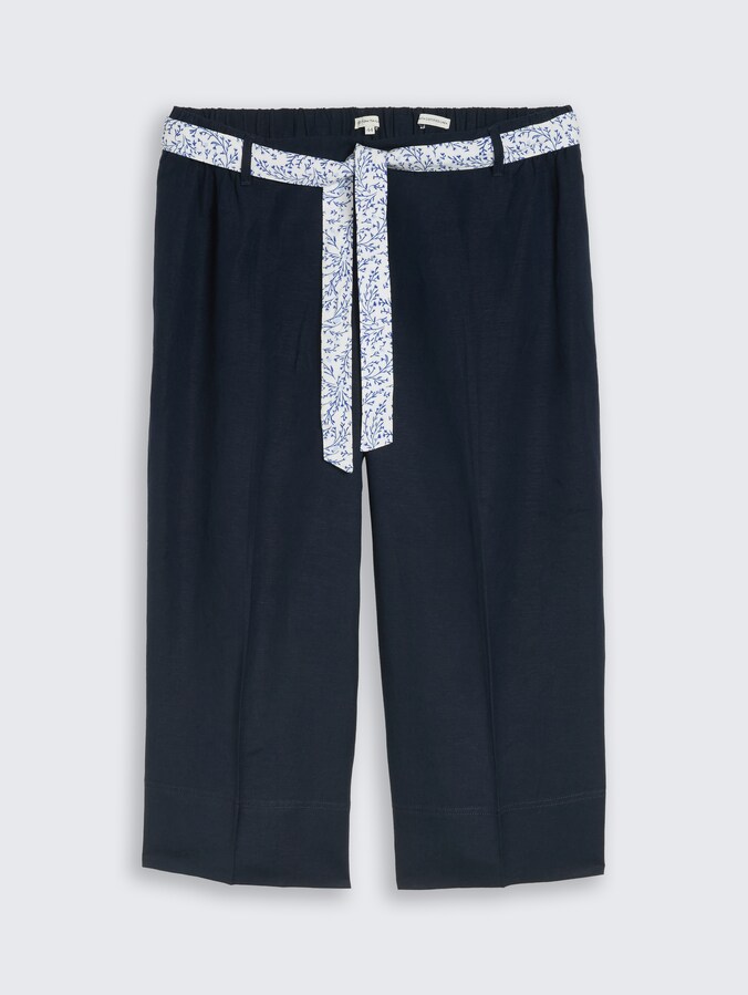 Plus Size - Culotte Hose mit Leinenanteil von Women Plus Size, sky captain blue