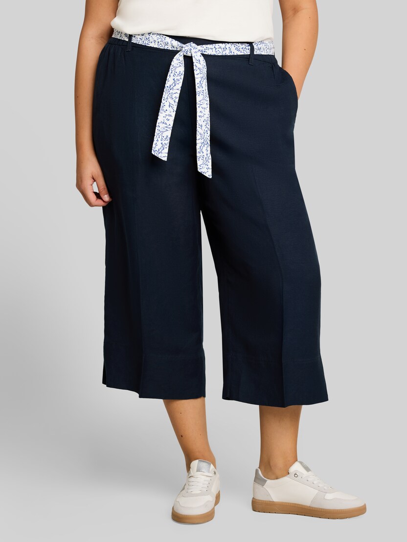 Plus Size - Culotte Hose mit Leinenanteil von Women Plus Size, sky captain blue