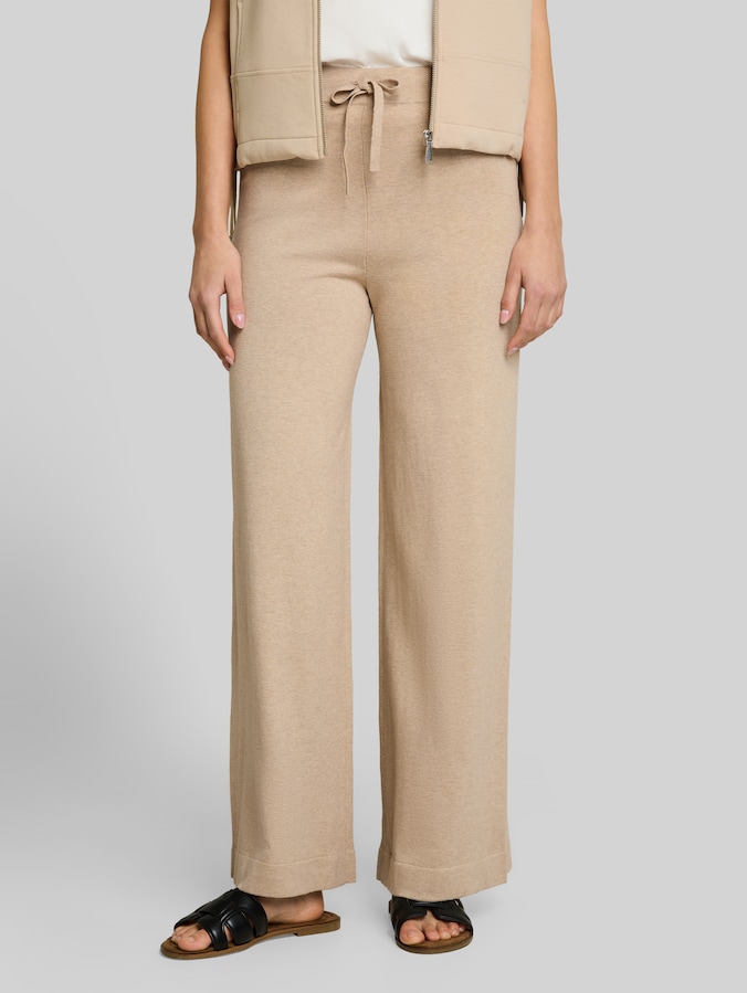 Wide Leg Strickhose mit Seidenanteil von Women, gravel beige melange