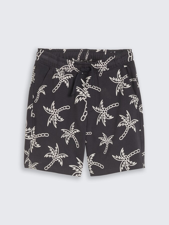 Shorts mit Muster von Teen Boys, grey white sketched palm trees